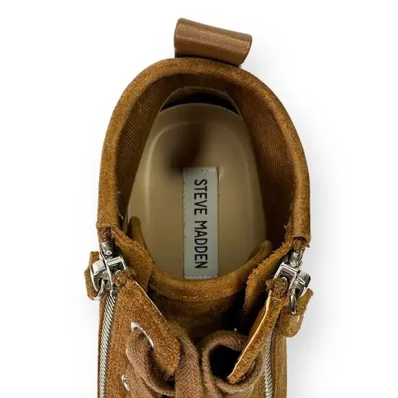 Steve Madden Women's Cornell Hidden Wedge High Top Sneaker Size 8.5 Cognac Suede - Picture 6 of 12